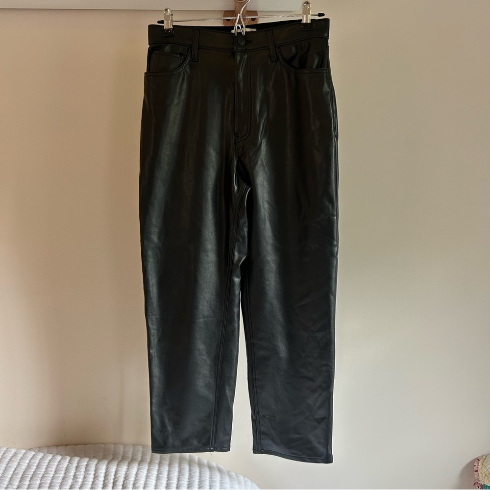 Abercrombie & Fitch black leather the ankle‎ straight ultra high rise pants 29/8
